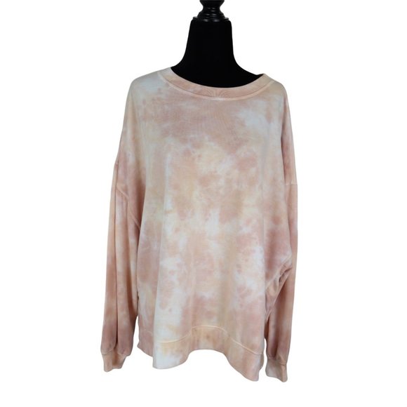 NEW Found Los Angeles Women's S Tie Dye Step Hem Cozy Sweatshirt Top Blush Rose - Picture 2 of 8